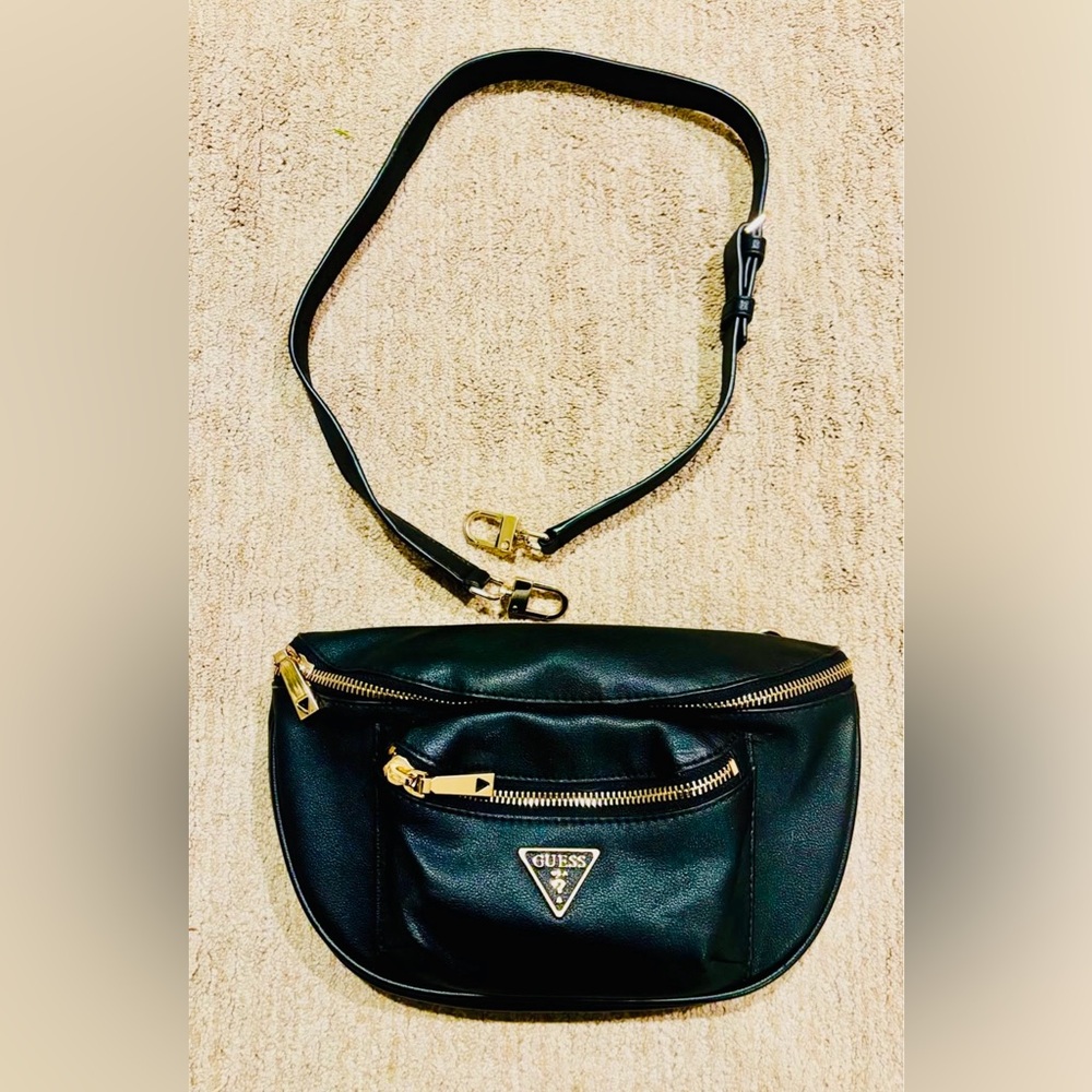 GUESS Black Crossbody Bag with Gold Accents
